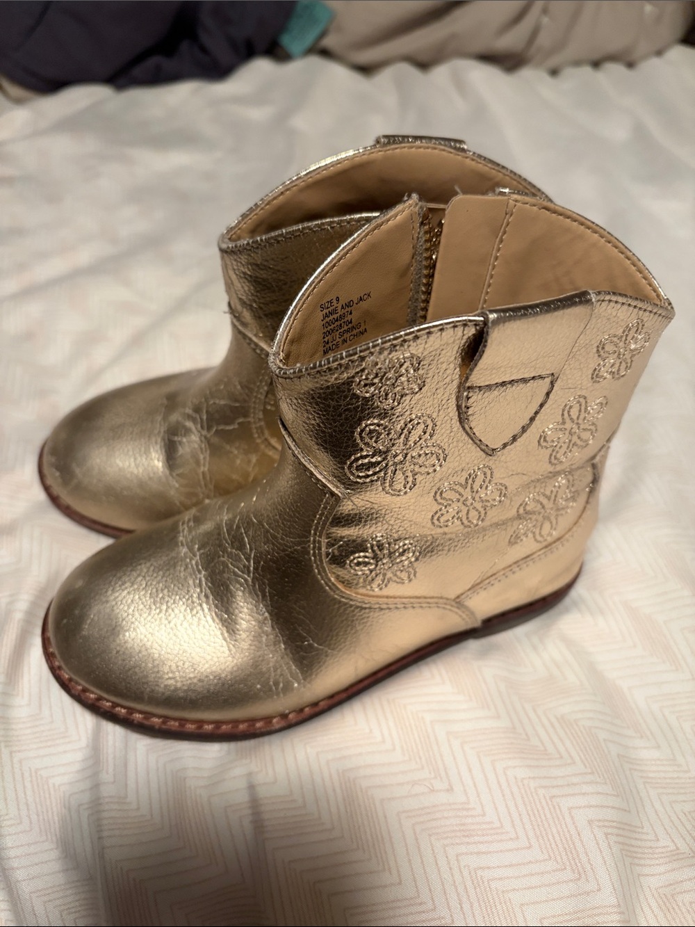Janie & Jack Metallic Gold Western Boots - Girls - 9